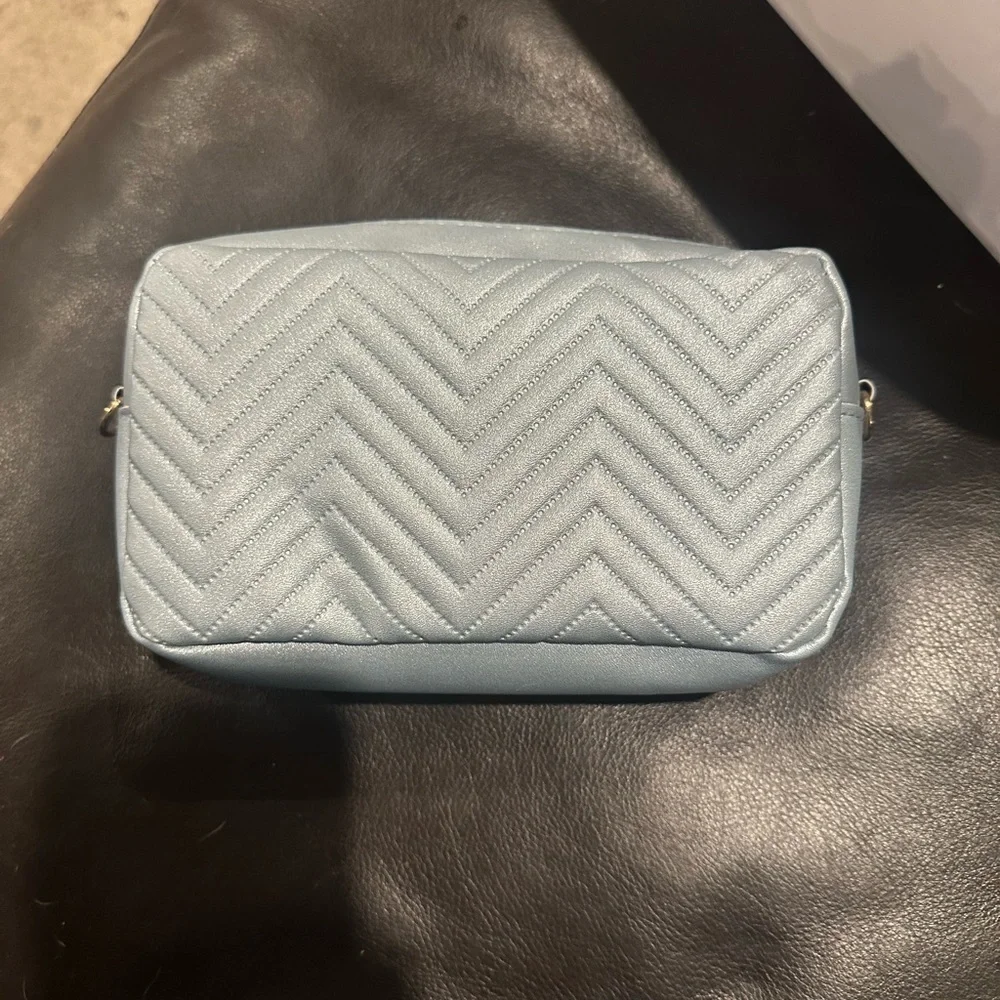 Chic Silver Quilted Cosmetic Bag